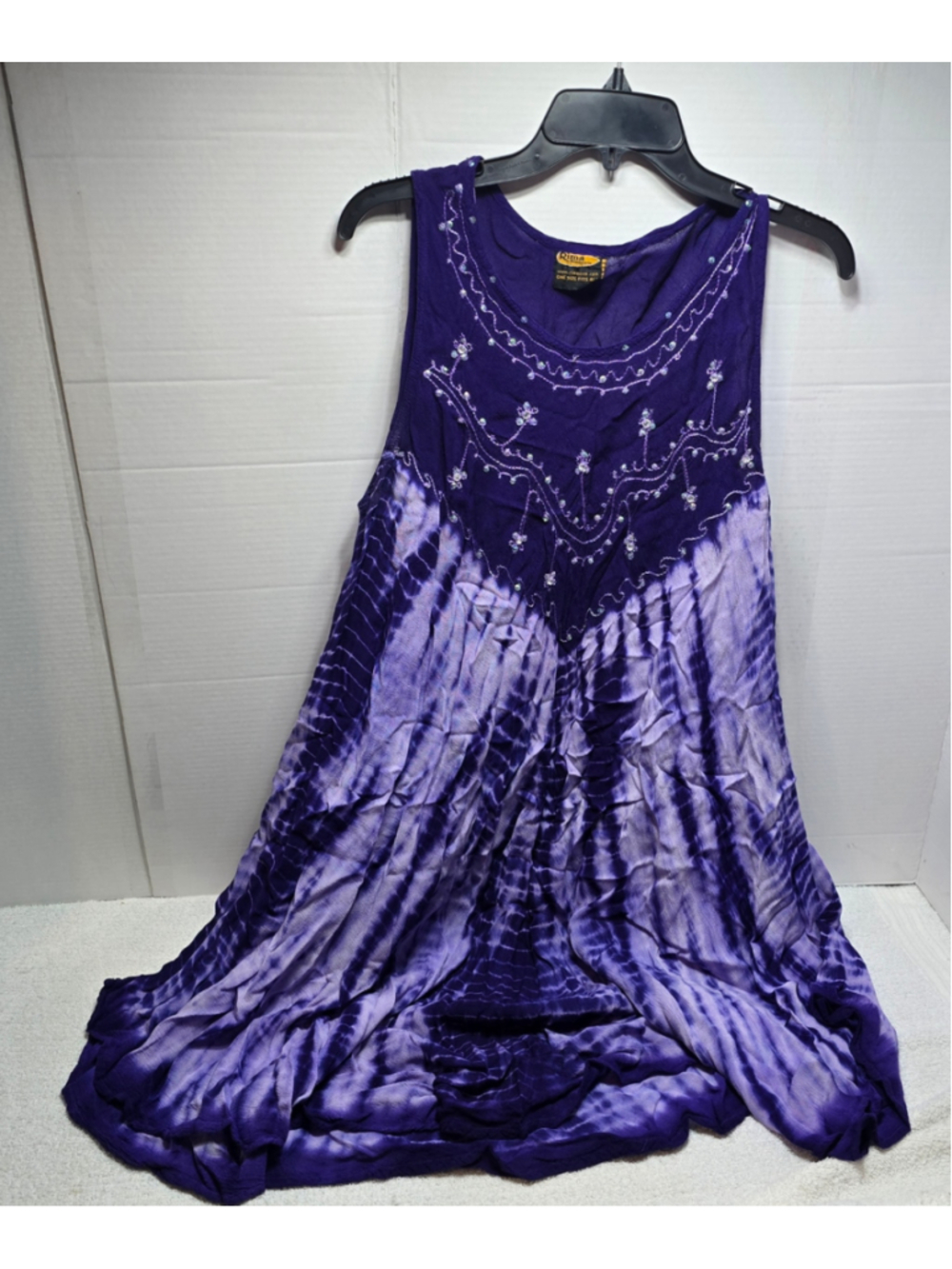 Women's Rima Tank Top Size S Purple Lavender Tie Dye Embellished